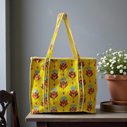 Jaipuri Handblock Printed Fabric hand Bag By Fabfusion
