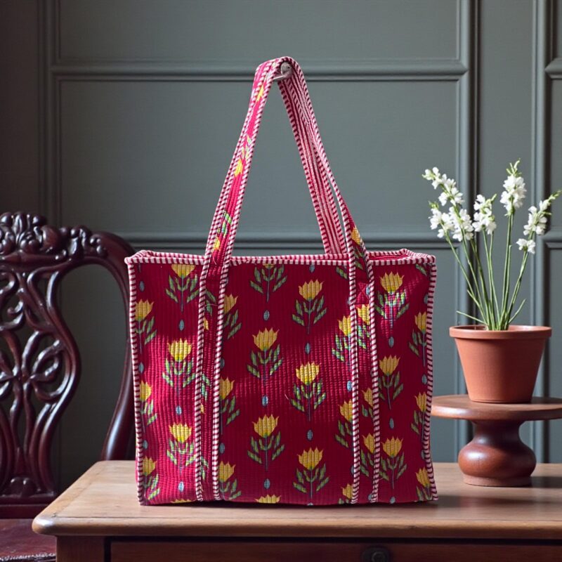Jaipuri Handblock Printed Fabric hand Bag By Fabfusion