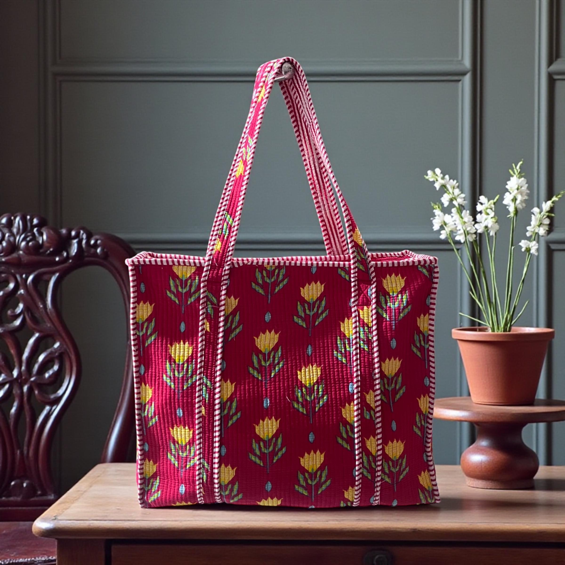 Jaipuri Handblock Printed Fabric hand Bag By Fabfusion Jaipuri Handblock Printed Fabric hand Bag By Fabfusion