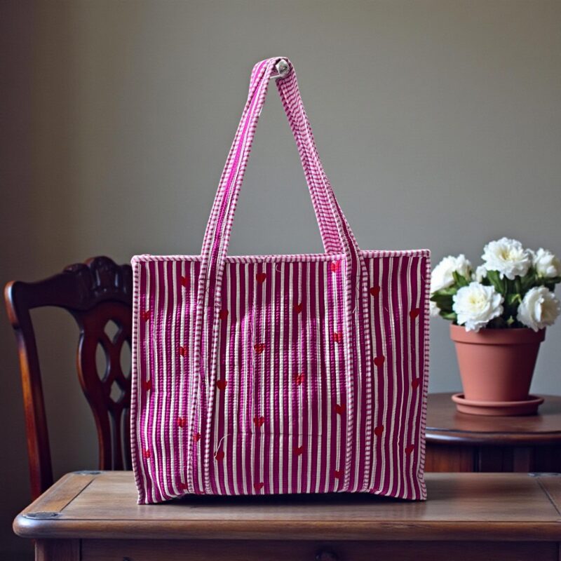 Jaipuri Handblock Printed Fabric hand Bag By Fabfusion