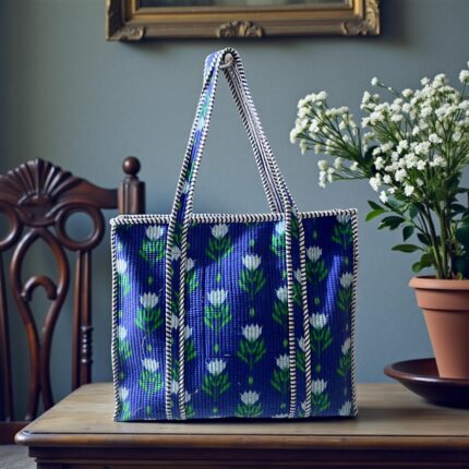 Jaipuri Handblock Printed Fabric hand Bag By Fabfusion