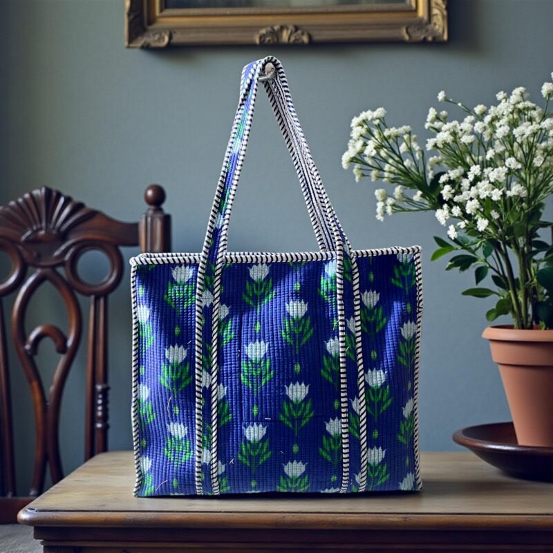 Jaipuri Handblock Printed Fabric hand Bag By Fabfusion