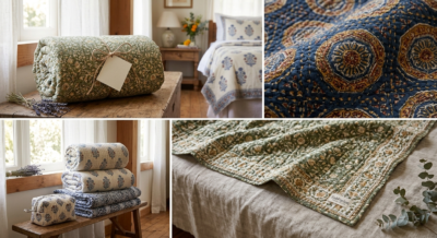 Hand block printed Dohar by fabfusion